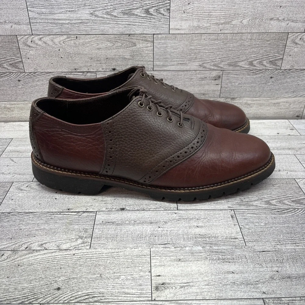 H.S.‎ Trask Saddle Two Tone Brown Bison Leather Oxford Dress Shoes Men Size 10M